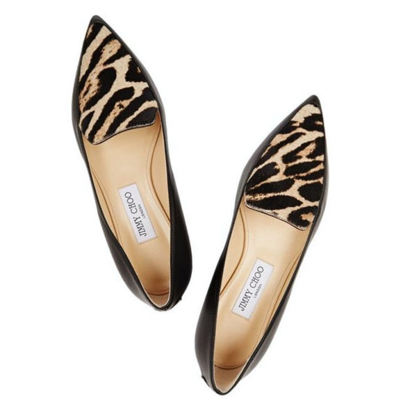 Jimmy Choo Shoes - Jimmy Choo Guild Leather leopard-print calf Flats